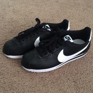 Black and White Nike Cortez Shoes
